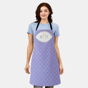 Elegante Franse Blauwe Witte Gele Traliewerk Monog Schort