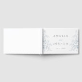 Elegante Franse Bloemen Blauw Toile bruiloft Gastenboek (Volledig)