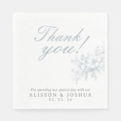 Elegante Franse Bloemen Blauw Toile bruiloft Servet (Voorkant)