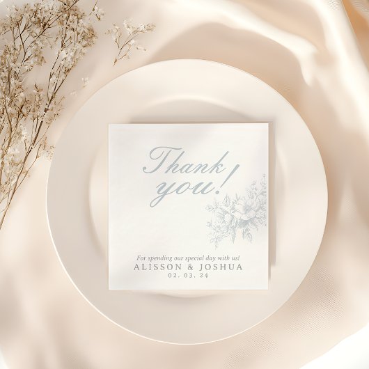 Elegante Franse Bloemen Blauw Toile bruiloft Servet