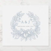 Elegante Franse Bloemen Blauw Toile bruiloft Sparkling Wijnetiket (Enkel label)