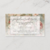 Elegante Franse Bloemen Blush Roze  Rozen Visitekaartje (Achterkant)