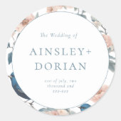 Elegante Franse  Bloemen Chinoiserie bruiloft Ronde Sticker (Voorkant)