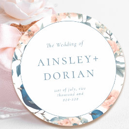 Elegante Franse  Bloemen Chinoiserie bruiloft Ronde Sticker