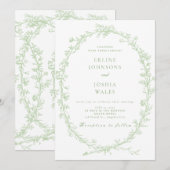 Elegante Franse Bloemen Uitnodiging van het Huweli (Voorkant / Achterkant)