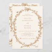 Elegante Franse Bloemen Uitnodiging van het Huweli (Voorkant / Achterkant)