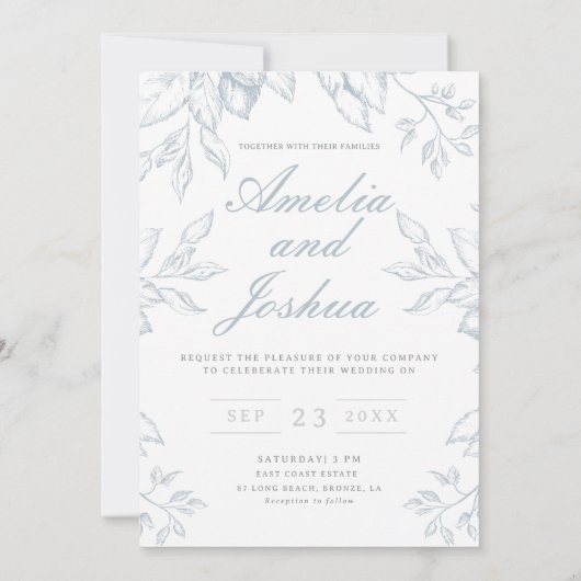 Elegante Franse Bloemenboog met QR-code Kaart (Achterkant)