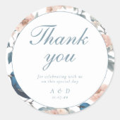 Elegante Franse  Bloemenbruiloft Bedankt Ronde Sticker (Voorkant)