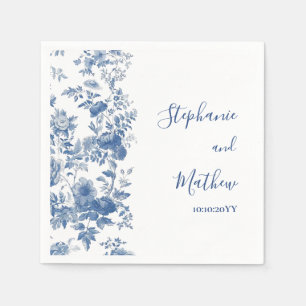 Elegante Franse bloemens toile blauwe trouwjurk Servet