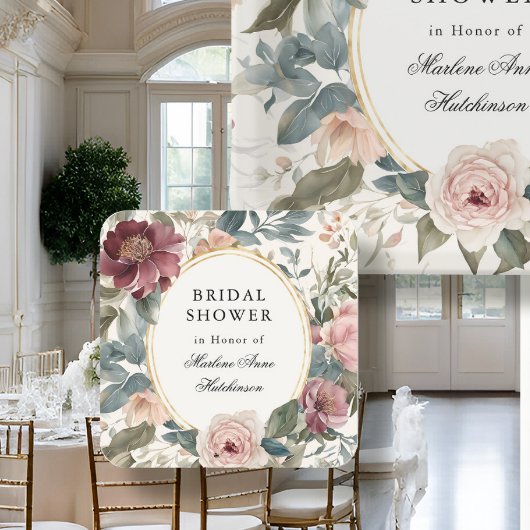 Elegante Franse bloemige theepartij voor bruid in  Kartonnen Onderzetters