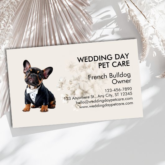 Elegante Franse Bulldog Trouwdag Pet Care Visitekaartje