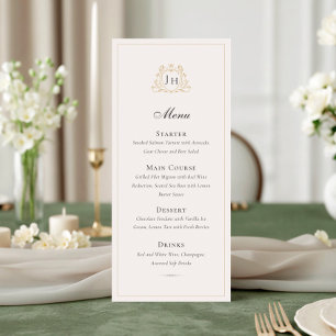 Elegante Franse Château Monogram Huwelijksmenu Kaa Menu
