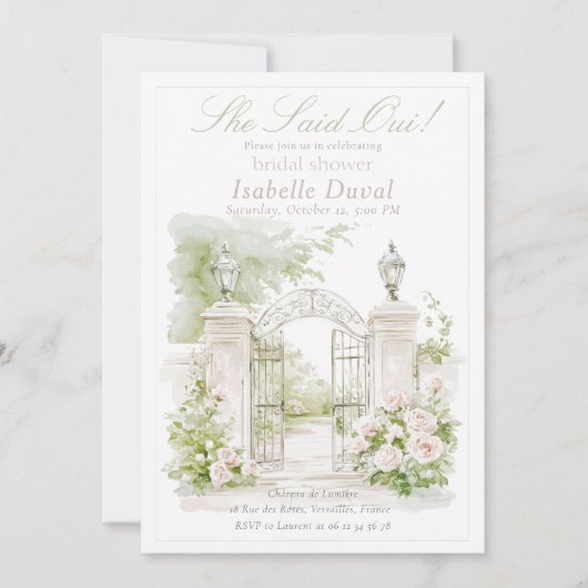 Elegante Franse Chateau Pastel Bruids Tuin Kaart (Voorkant)