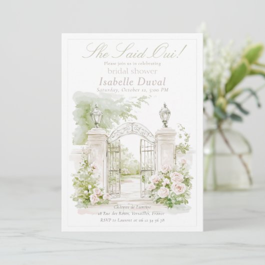 Elegante Franse Chateau Pastel Bruids Tuin Kaart (Staand voorkant)