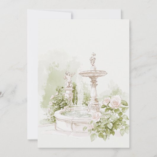 Elegante Franse Chateau Pastel Bruids Tuin Kaart (Achterkant)