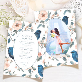 Elegante Franse  Chinoiserie Fotobruiloft Kaart