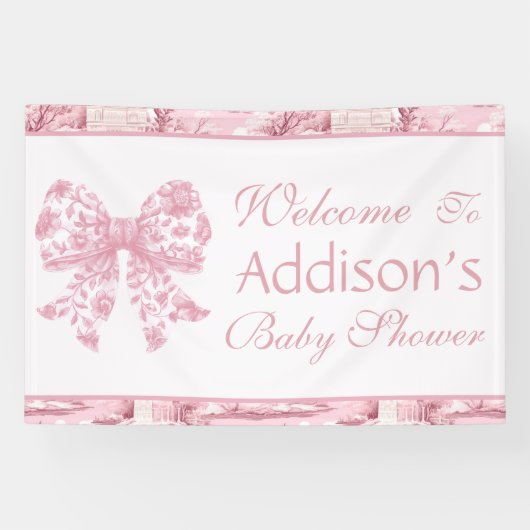 Elegante Franse Coquette Roze Baby shower Spandoek (Horizontaal)