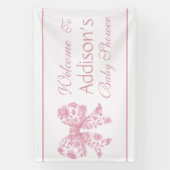 Elegante Franse Coquette Roze Baby shower Spandoek (Verticaal)