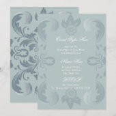 Elegante Franse Damast Uitnodiging (Voorkant / Achterkant)