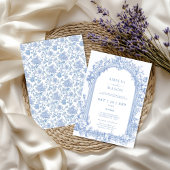 Elegante Franse Dusty Blue Arch Wedding Kaart