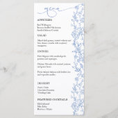 Elegante Franse Dusty Blue Vintage Wedding Menu (Voorkant)