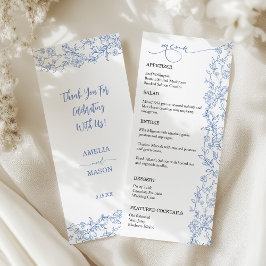 Elegante Franse Dusty Blue Vintage Wedding Menu