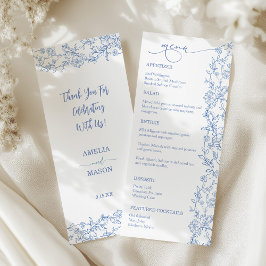 Elegante Franse Dusty Blue Vintage Wedding Menu