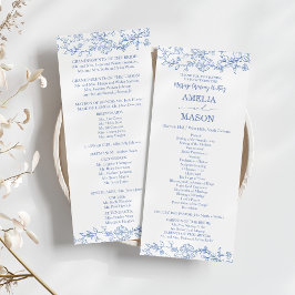 Elegante Franse Dusty Blue Vintage Wedding Program Programmakaart