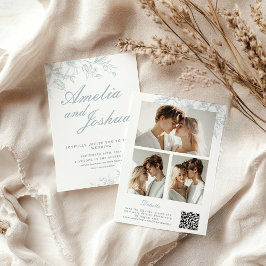 Elegante Franse FloraL Fotocollage met QR-code Kaart