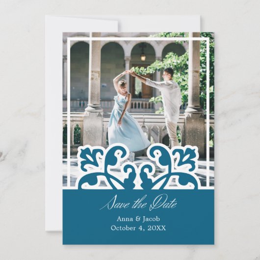 Elegante Franse foto save the date uitnodiging (Voorkant)