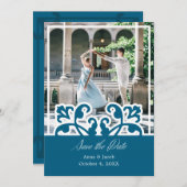 Elegante Franse foto save the date uitnodiging (Voorkant / Achterkant)