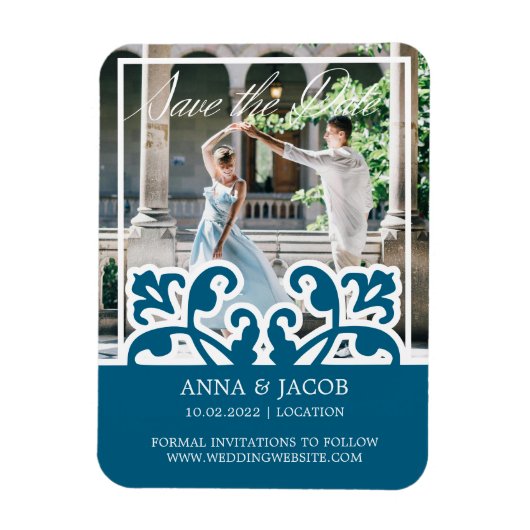 Elegante Franse foto Save the Date Uitnodiging Magneet (Verticaal)