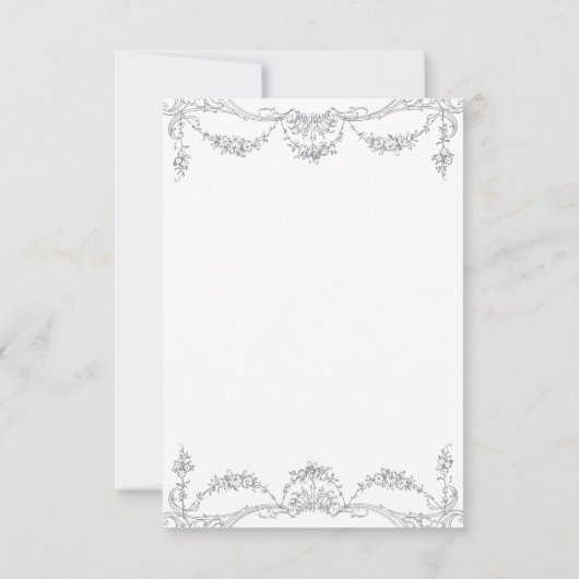 Elegante Franse Grijs Victoriaans Chinoiserie brui Save The Date (Achterkant)