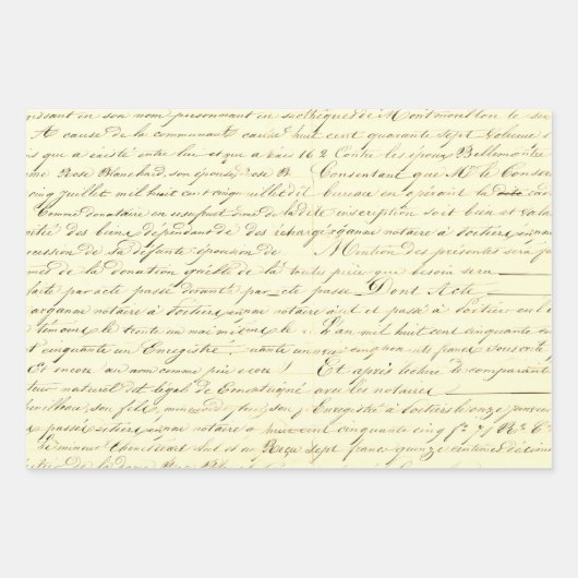 Elegante  Franse Handgeschreven Brief Sepia Inpakpapier Vel (Voorkant 3)