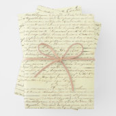 Elegante  Franse Handgeschreven Brief Sepia Inpakpapier Vel (In situ)