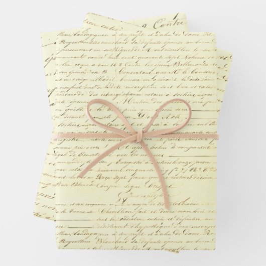 Elegante  Franse Handgeschreven Brief Sepia Inpakpapier Vel (In situ)