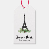 Elegante Franse Joyeux Noel met Eiffeltoren Cadeaulabel (Voorkant)