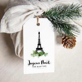 Elegante Franse Joyeux Noel met Eiffeltoren Cadeaulabel