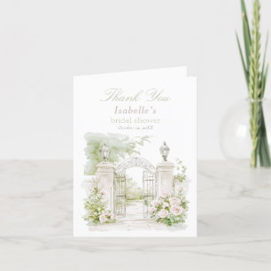 Elegante Franse Kasteel Pastel Bruids Tuin Bedankkaart