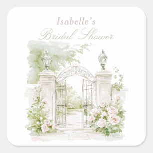 Elegante Franse Kasteel Pastel Bruids Tuin Vierkante Sticker