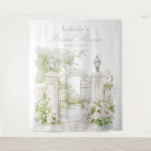 Elegante Franse Kasteel Pastel Bruids Tuin Wandkleed
