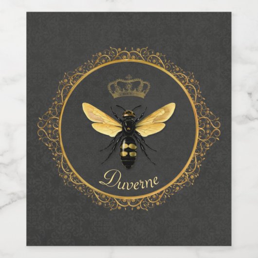 Elegante Franse Koningin Bij Grijs Goud Geel Wijn Etiket (Enkel label)