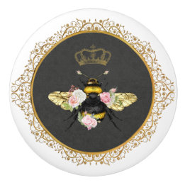 Elegante Franse Koningin Bij Roze Rozen Grijs Goud Keramische Knop