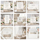Elegante Franse land toile monogram bruiloft Save The Date
