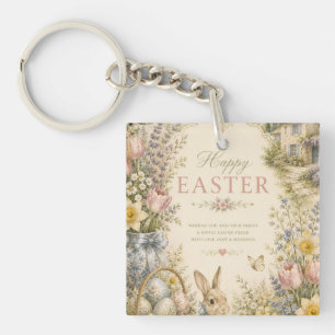Elegante Franse landelijke Pasen groet vintage Sleutelhanger