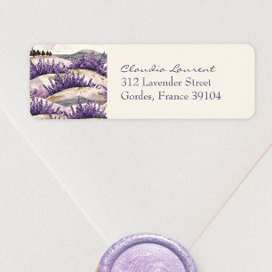 Elegante Franse Lavendel Velden Retouradres Etiket