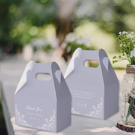 Elegante Franse Lila Paarse bruiloft Bedankt Bedankdoosjes