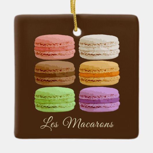 Elegante Franse Macarons - Geassocieerde Smaakcomb Keramisch Ornament (Voorkant)