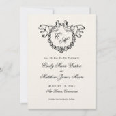 Elegante Franse Monogram QR Code Trouwdag Save The Date (Voorkant)