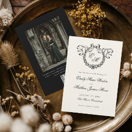 Elegante Franse Monogram QR Code Trouwdag Save The Date